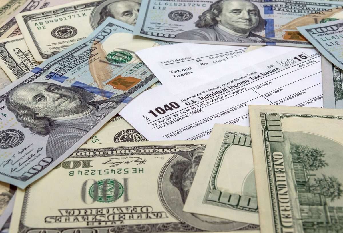 Tax forms and documents on a desk